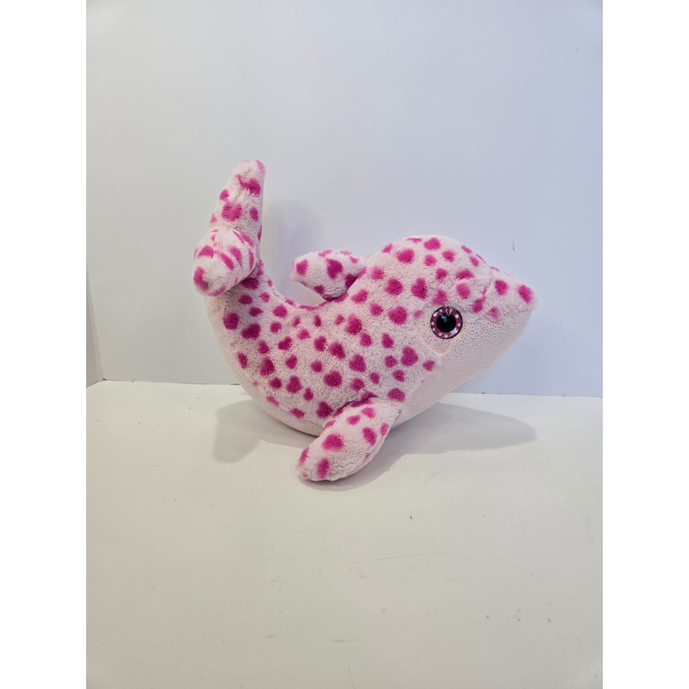 Wild Republic Sweet and Sassy Dolphin Plush 10 Inch Pink Spotted Star Eyes